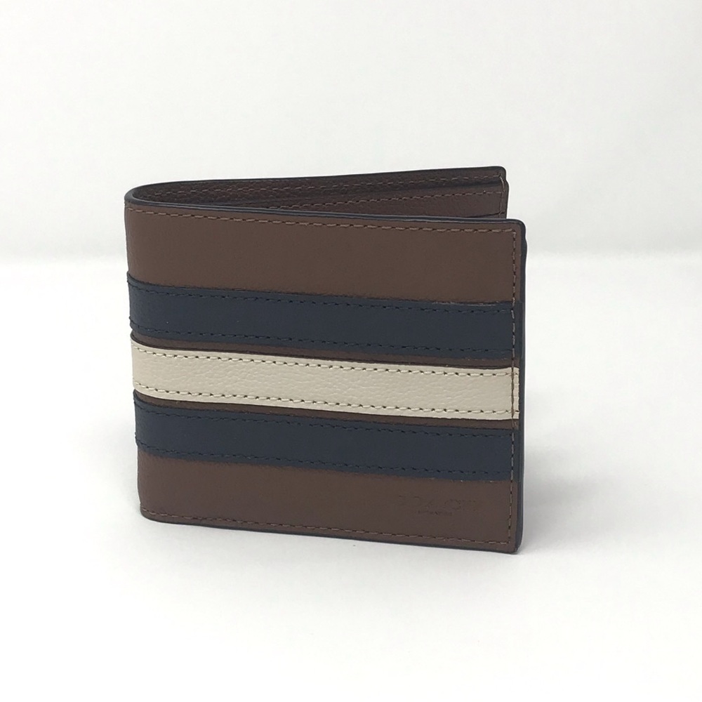 Coach authentic navy blue and white striped leather wallet (brand new)